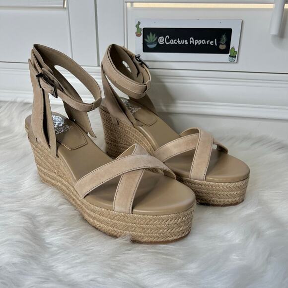 Vince Camuto Shoes - New Women’s Vince Camuto Fettana Leather Wedge Sandals Size 9